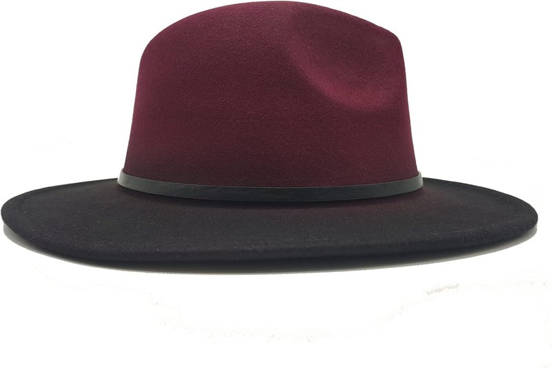 Willheoy Wide Brim Fedora Hats for Women & Men Two Tone Felt Hat Gradient Dress Hat - Image 4